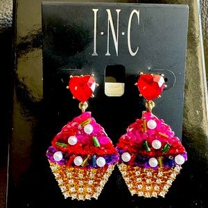 INC multicolored goldstone cupcake earrings
